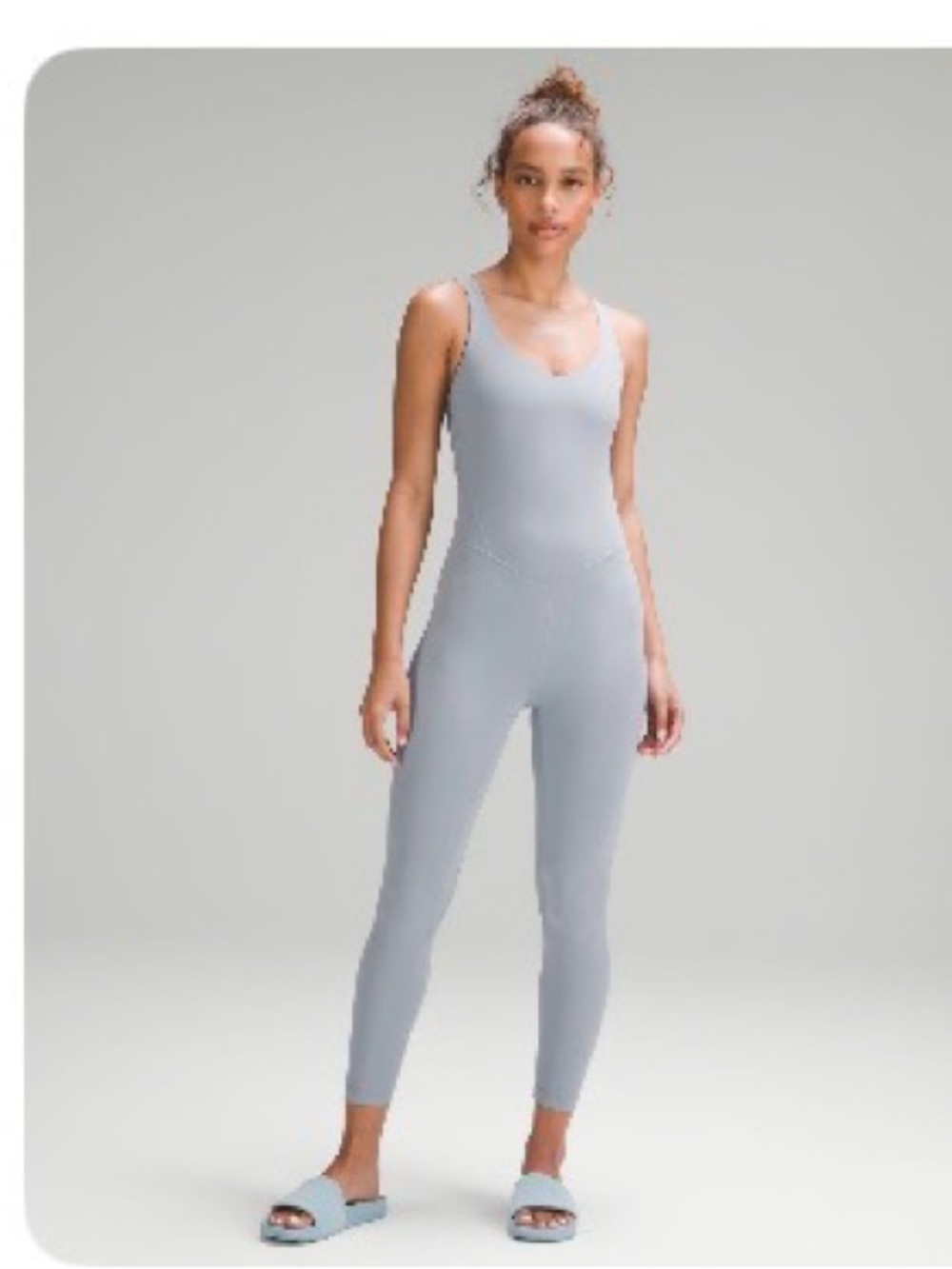 lululemon athletica Light Gray/ blue Scoop-Neck Jumpsuit